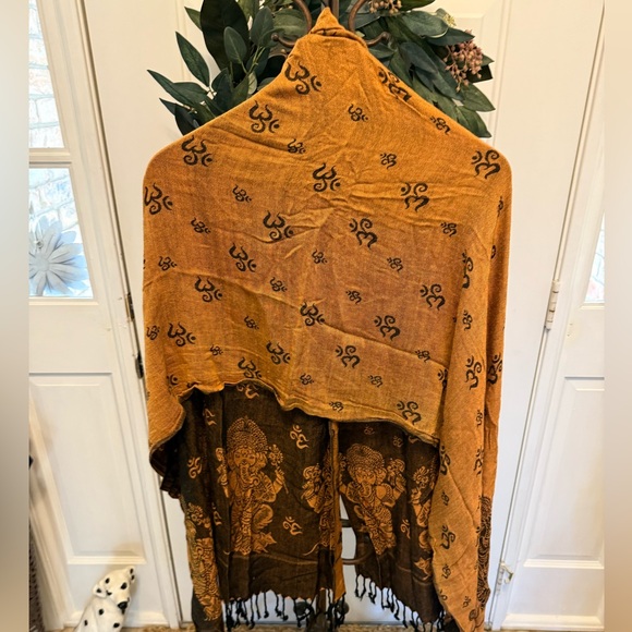 Reversible Ganesha Meditation & Prayer Alter Shawl Scarf w Deity & Om Symbol - Picture 2 of 11